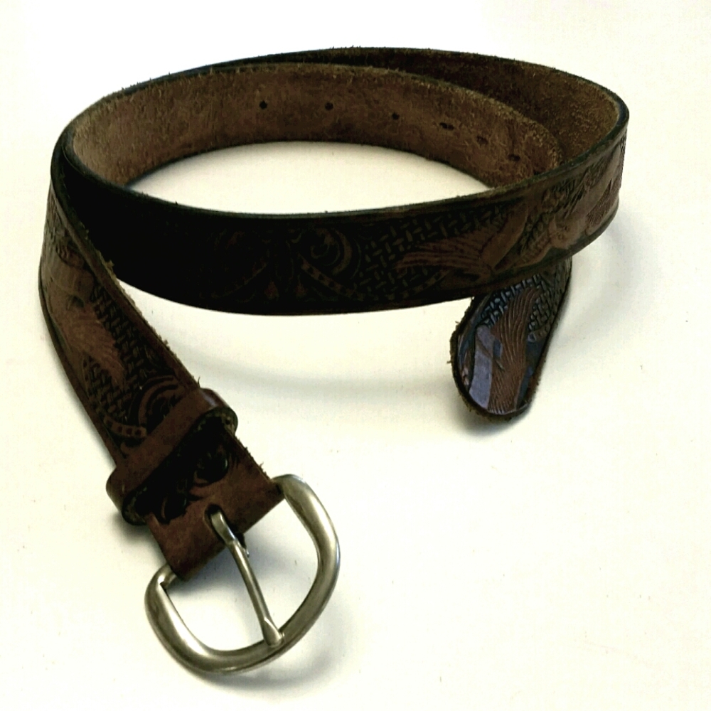 Brown Americana Leather Eagle Belt 42